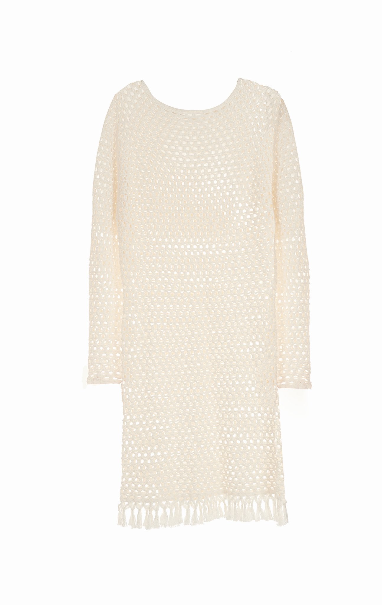 white crochet dress long sleeve Marysia | Crochet Full Sleeve Dress in Natural