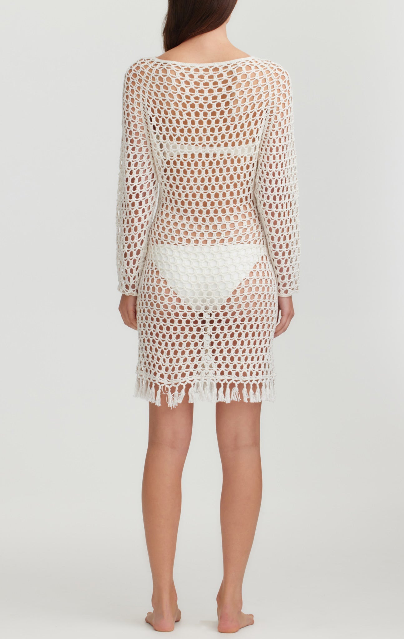 MARYSIA Crochet Full Sleeve Dress in Natural