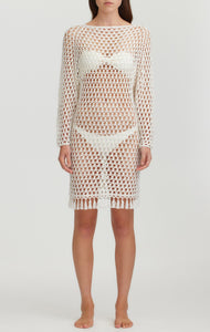 MARYSIA Crochet Full Sleeve Dress in Natural