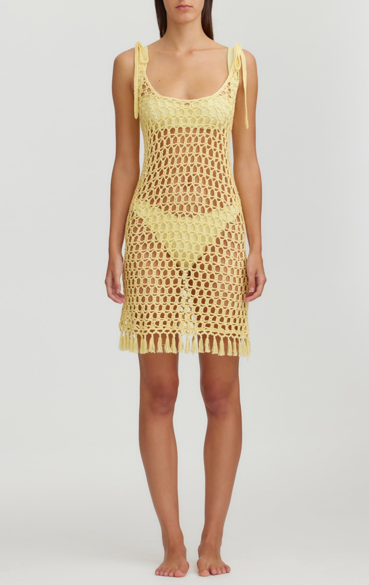 Crochet Mini Dress in Natural – Marysia