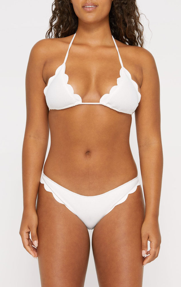 MARYSIA Broadway scalloped triangle bikini top in white