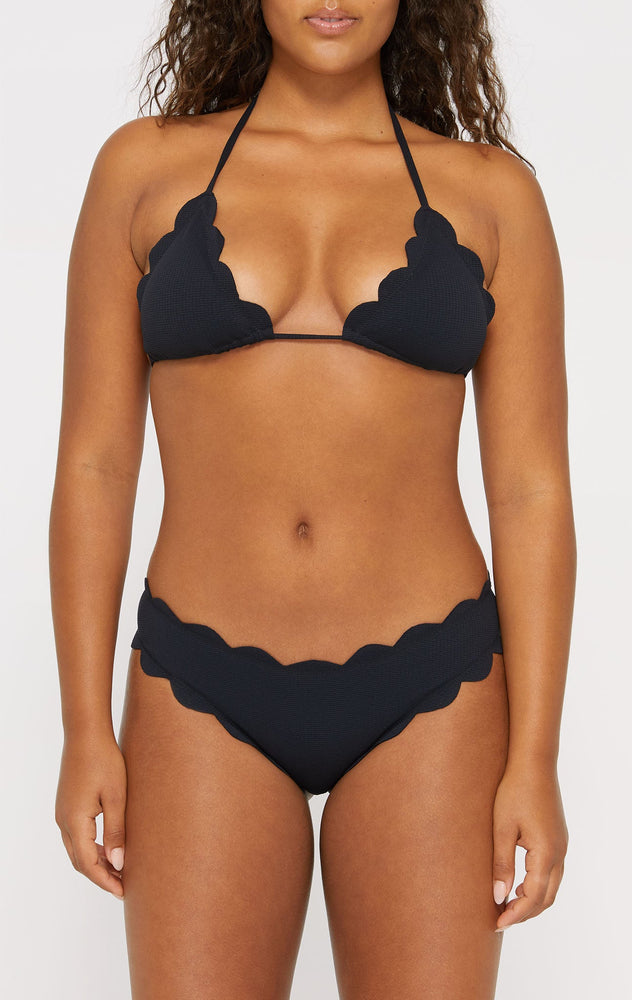 MARYSIA Broadway scalloped triangle bikini top in Black