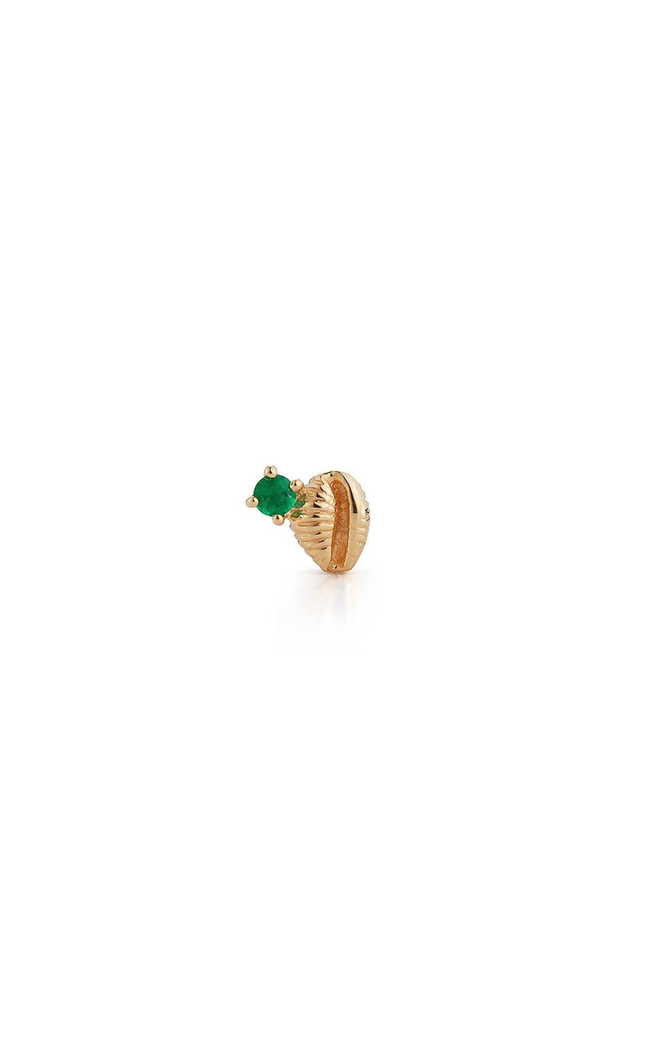 RENNA JEWELS 14K Gold Shell Stud Earring with Emerald