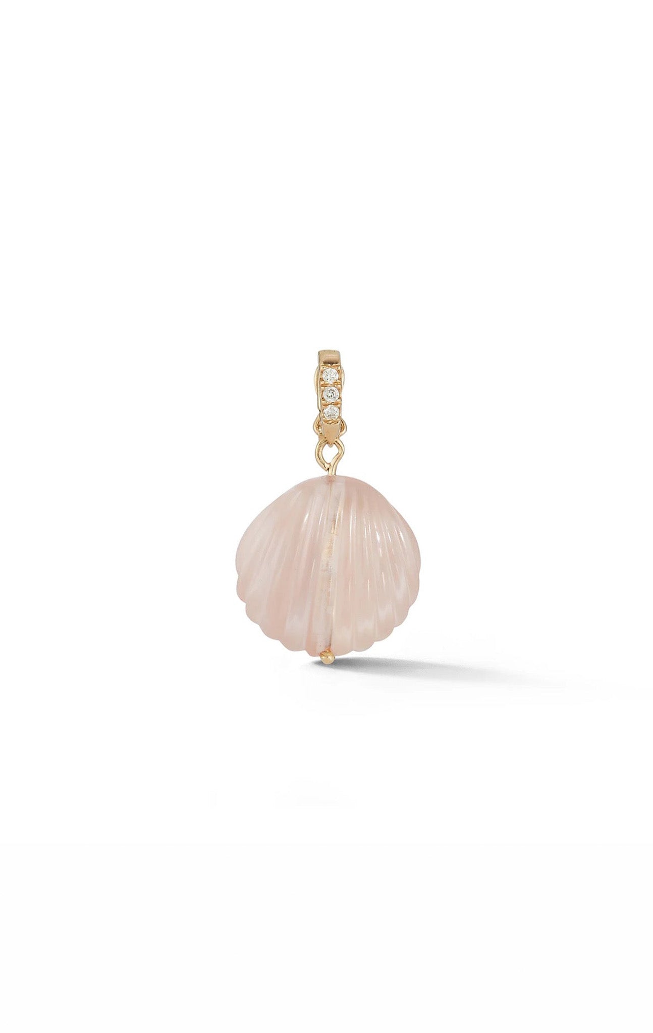 RENNA JEWELS Dream Shell Pendant - Rose Quartz Scallop With Mother of Pearl