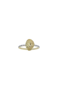 RENNA JEWELS 18K GOLD AND DIAMOND Small Diamond Thread And Shell Ring